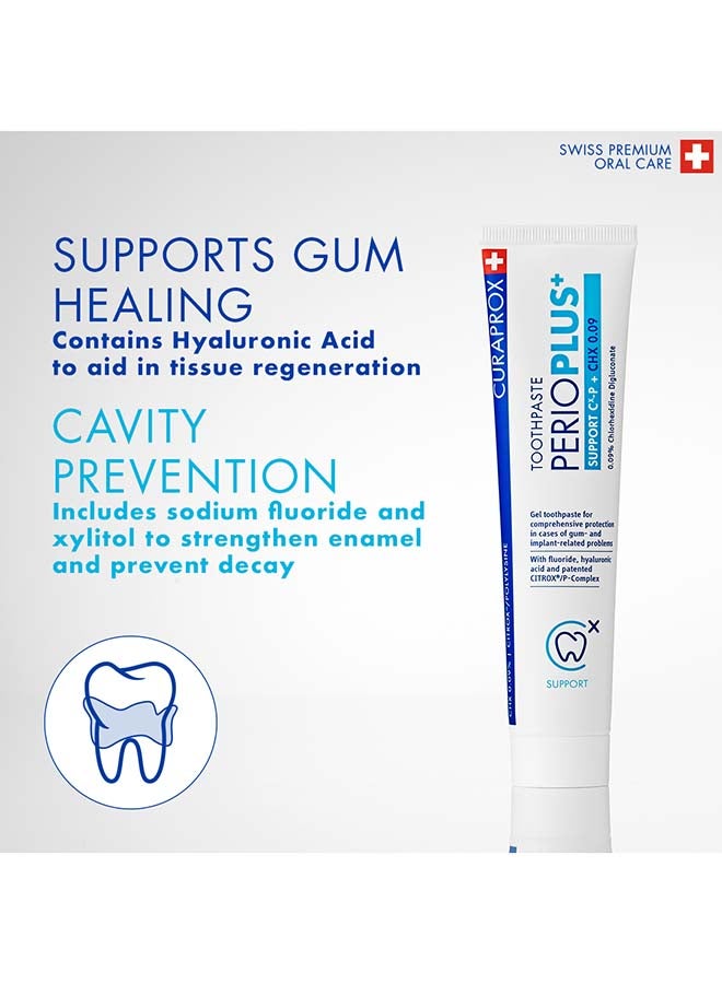 CURAPROX Perioplus+ Support Toothpaste 75Ml I Chx 0.09% With Citrox/P Formula & Hyaluronic Acid I Mouthwash-Friendly Toothpaste For Oral Care, Plaque Protection & Fresh Breath - Image 3